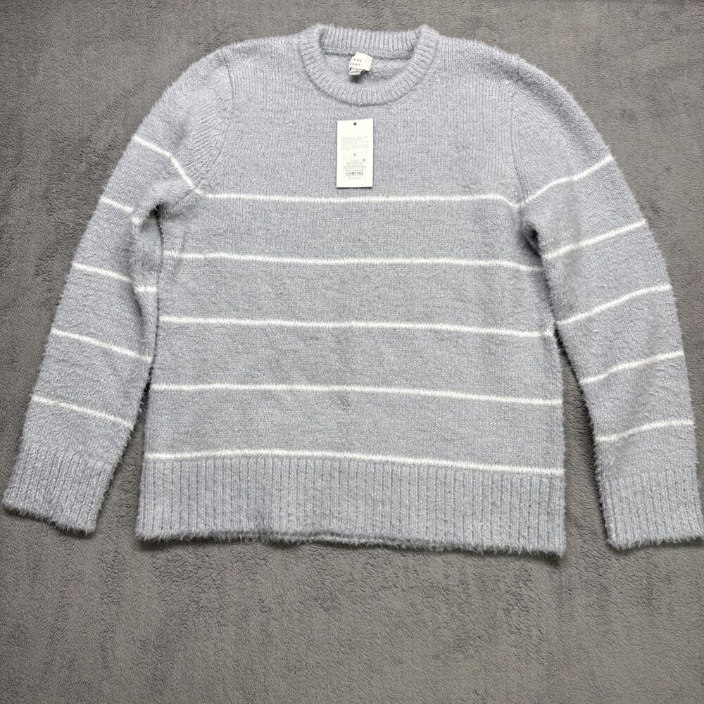 Target Women's Grey Stripe Sweater S NWT Recycled Polyester Pullover New - Picture 1 of 9